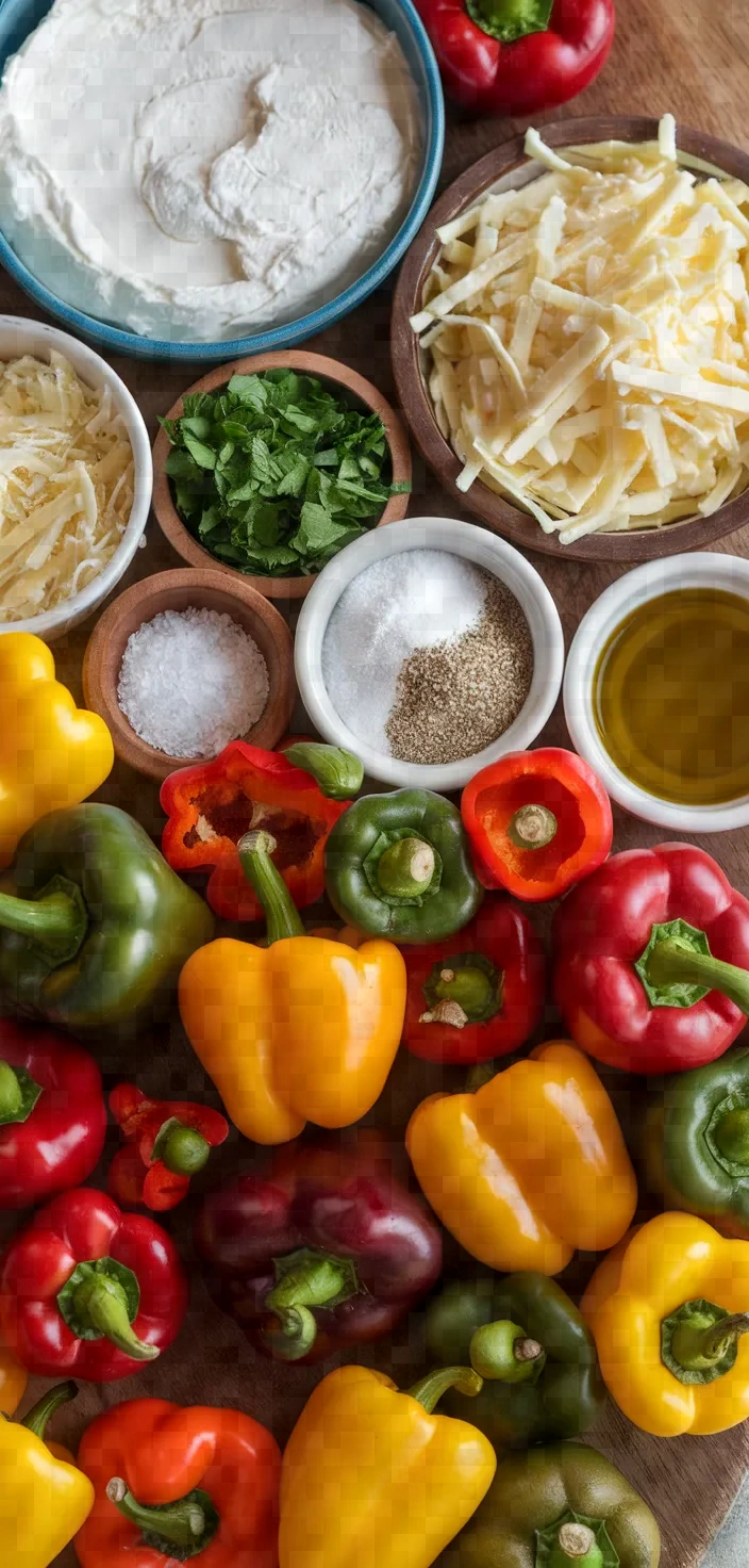 Ingredients photo for Cheesy Stuffed Baby Bell Peppers Recipe