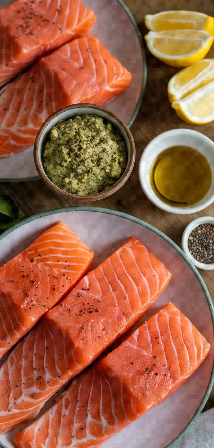 Ingredients photo for Easy Pesto Salmon Recipe