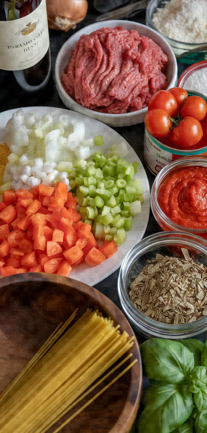 Ingredients photo for Spaghetti Bolognese Recipe