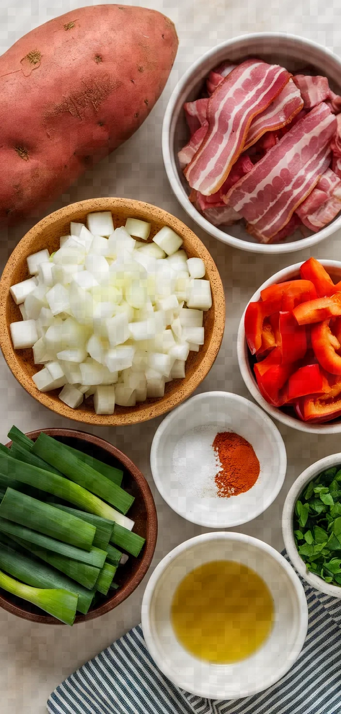 Ingredients photo for Sweet Potato And Bacon Hash Recipe