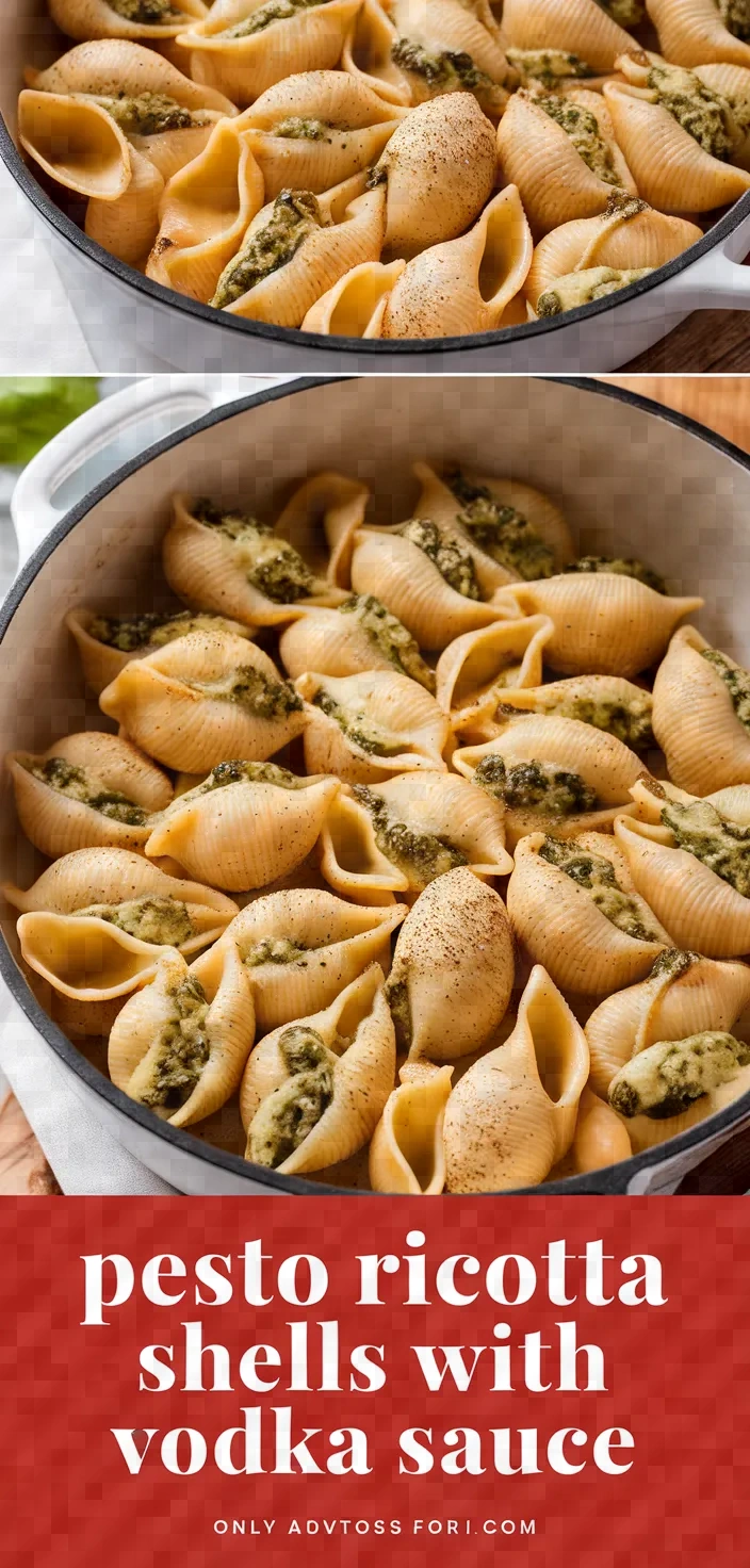 Cheesy Pesto Ricotta Stuffed Shells With Vodka Sauce Recipe