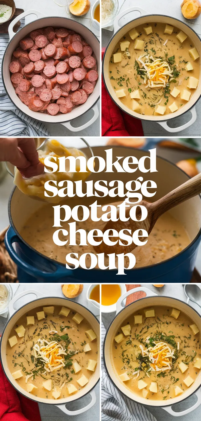 A photo of Creamy Smoked Sausage And Potato Cheese Soup Recipe