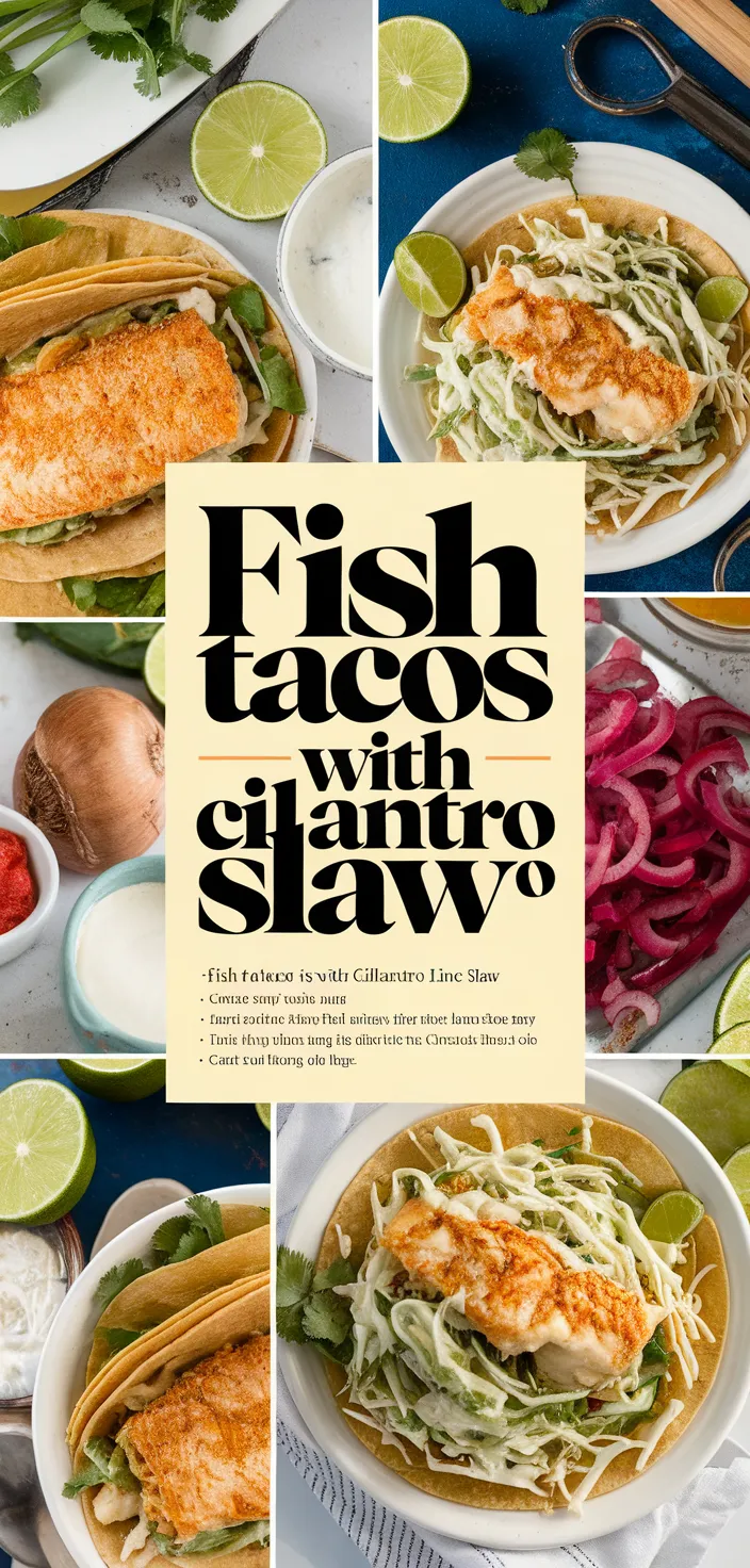 A photo of Crispy Baked Fish Tacos With Creamy Cilantro Lime Slaw Recipe