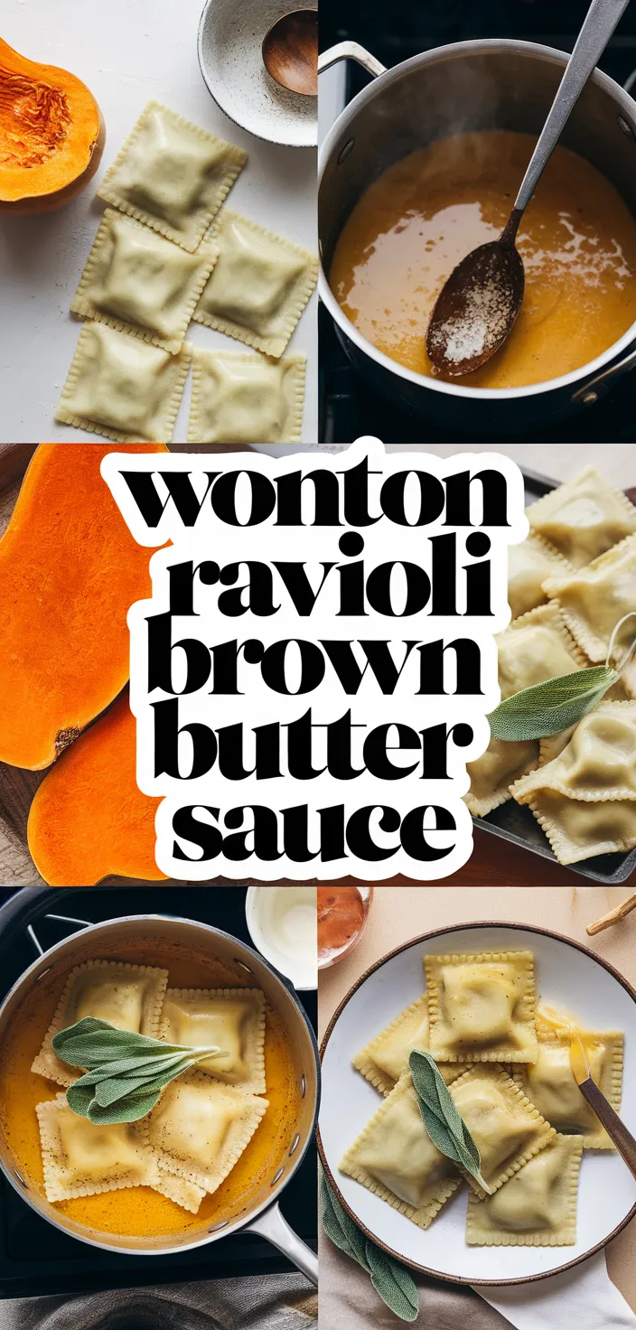 A photo of Wonton Wrapper Squash Ravioli Sweet Brown Butter Sage Sauce Recipe