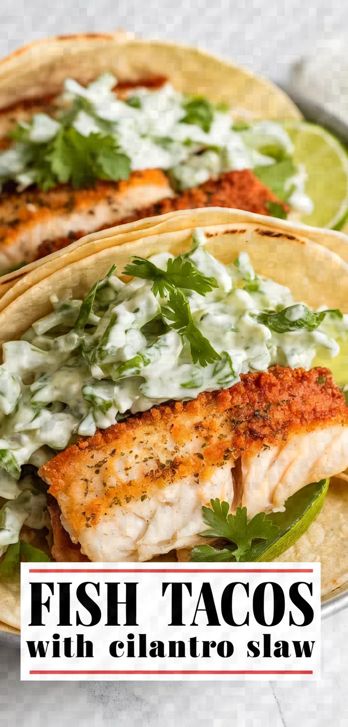 Crispy Baked Fish Tacos With Creamy Cilantro Lime Slaw Recipe