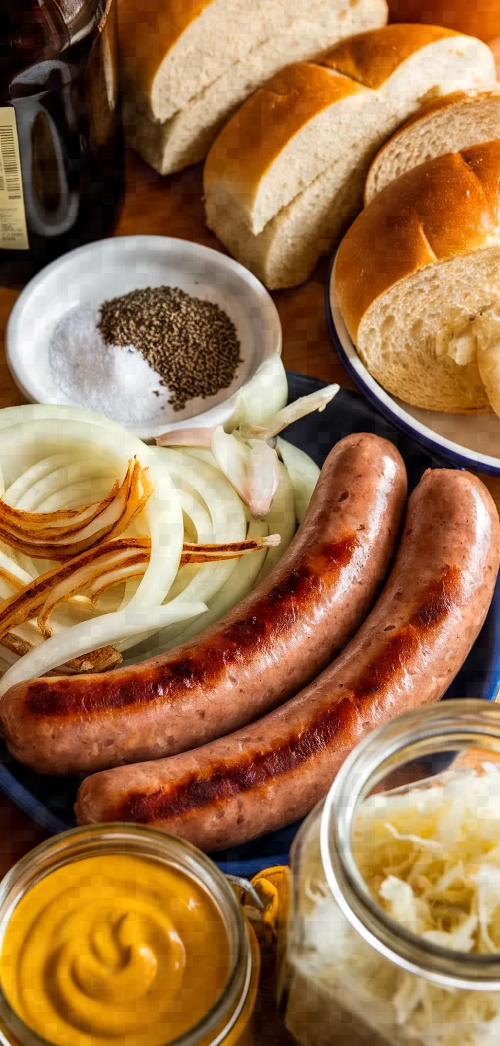 Ingredients photo for Grilled Beer Braised Brats With Onions Recipe