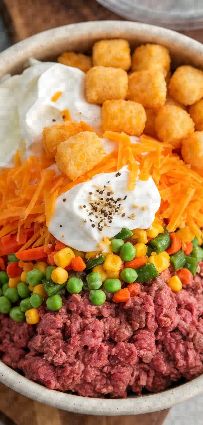 Ingredients photo for Homemade Tater Tot Hotdish Recipe