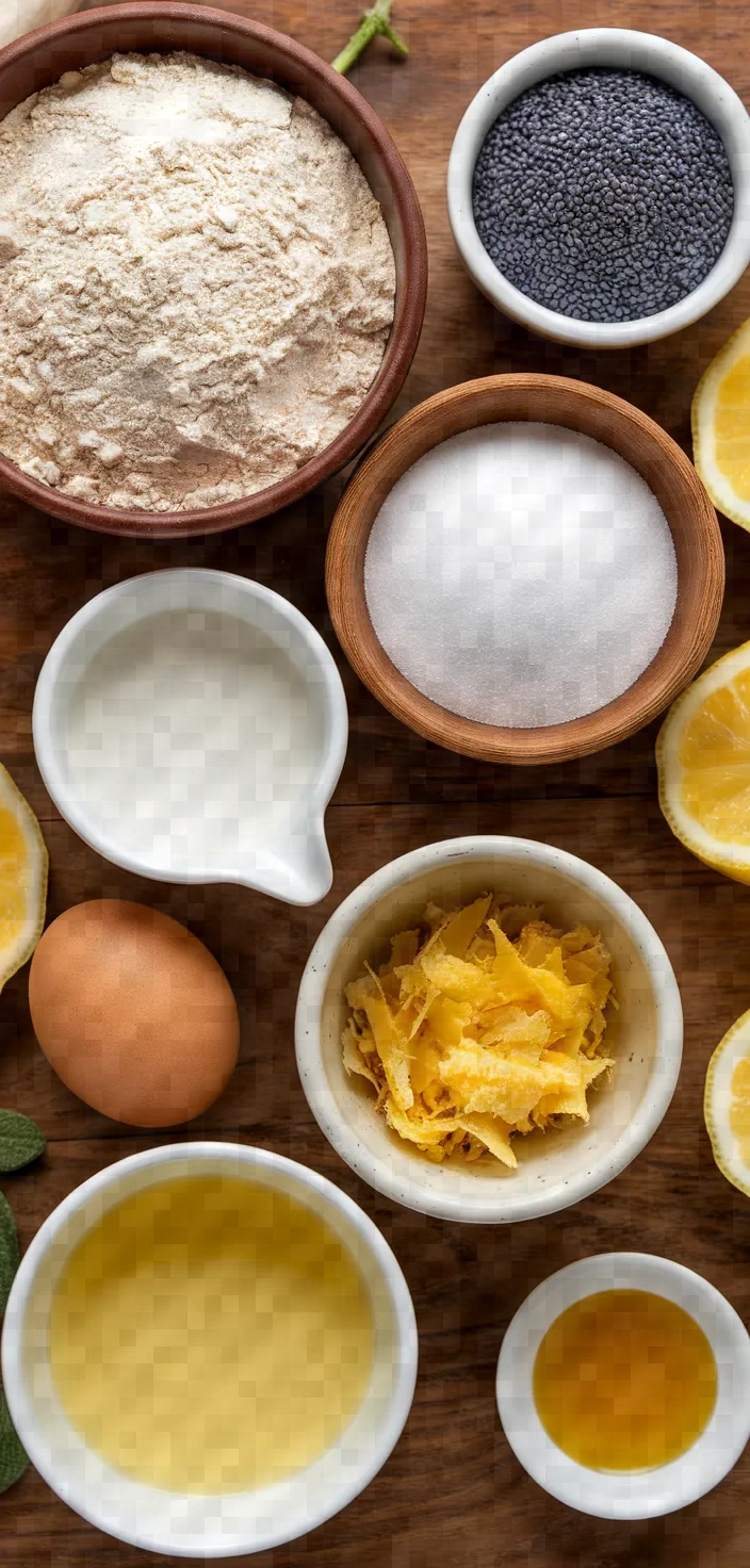 Ingredients photo for Lemon Poppy Seed Waffles With Whipped Honey Lemon Cream Recipe