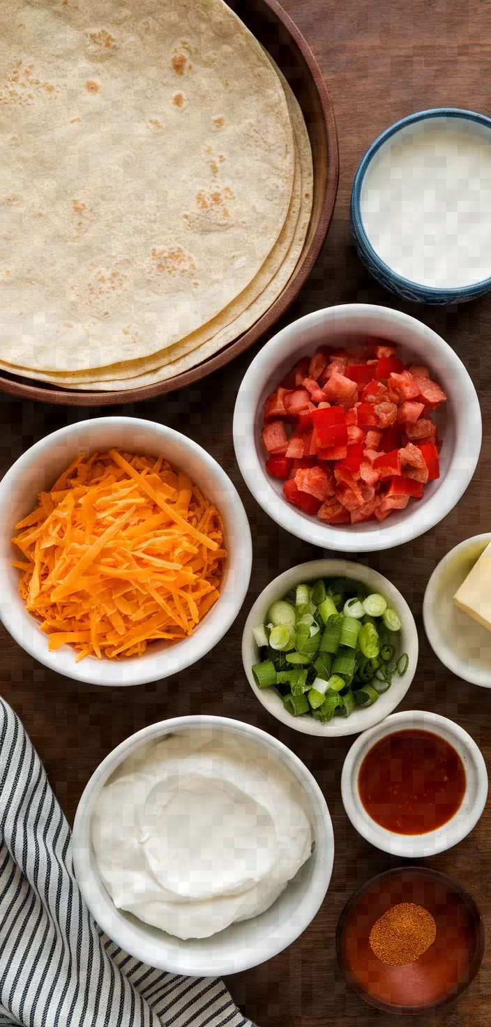 Ingredients photo for Quesadilla Breakfast Taco With Spicy Ranchero Sauce Recipe