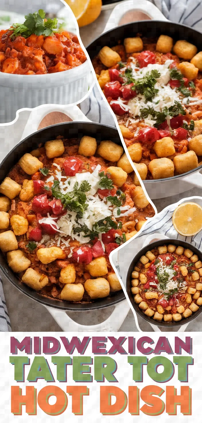 A photo of Midwexican Tater Tot Hot Dish Recipe