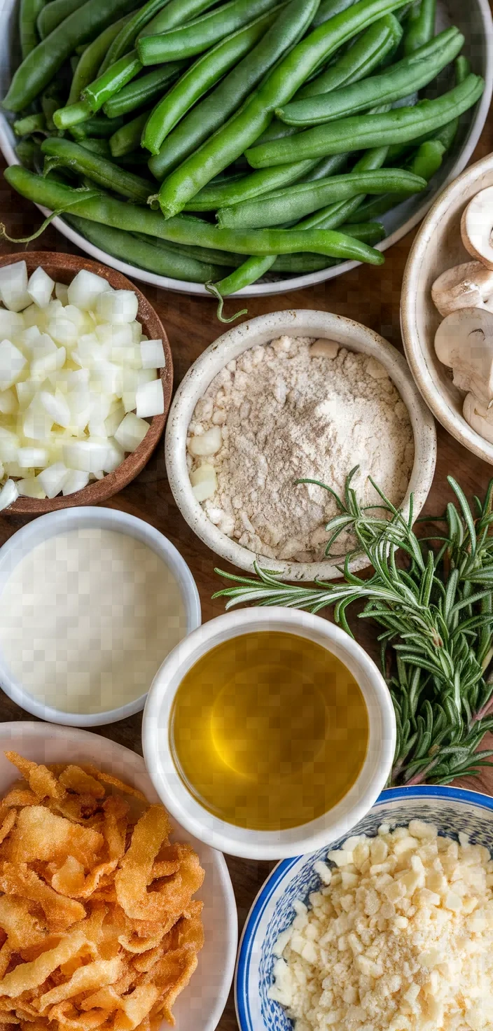 Ingredients photo for Green Bean Casserole Rosemary Parmesan Gravy Recipe