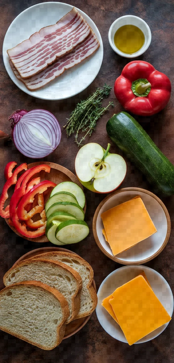 Ingredients photo for Harvest Vegetable Bacon Apple Melt Recipe