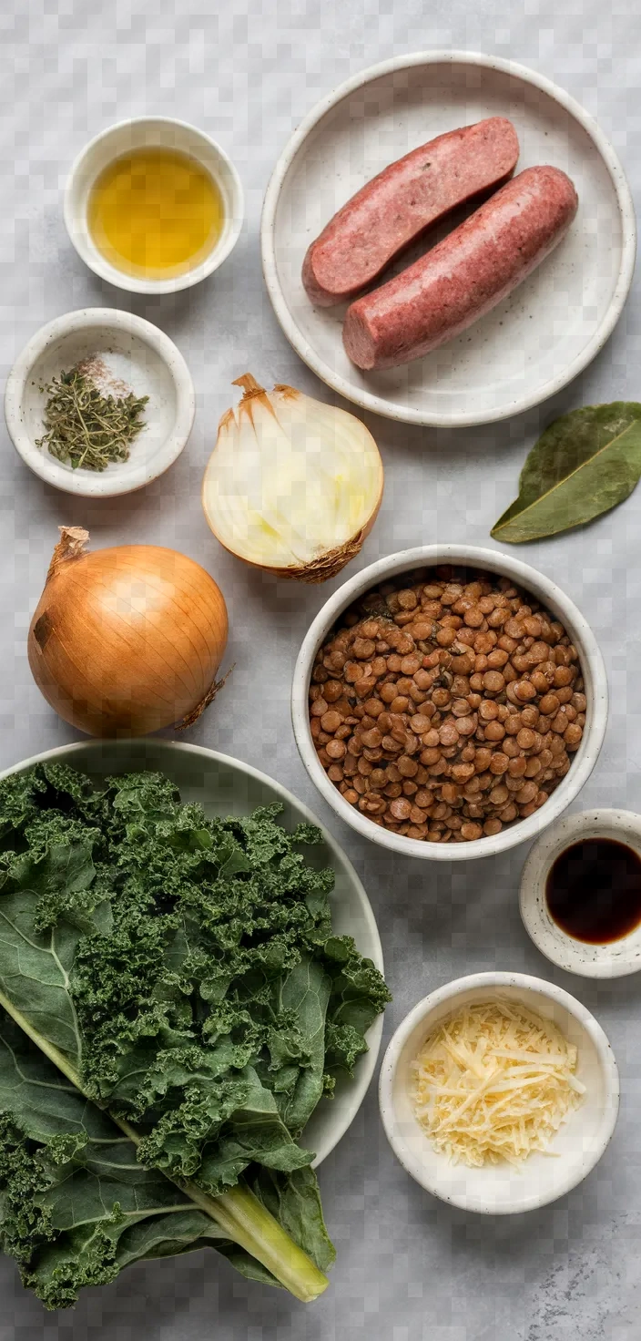 Ingredients photo for Lentils With Sausage And Kale Recipe