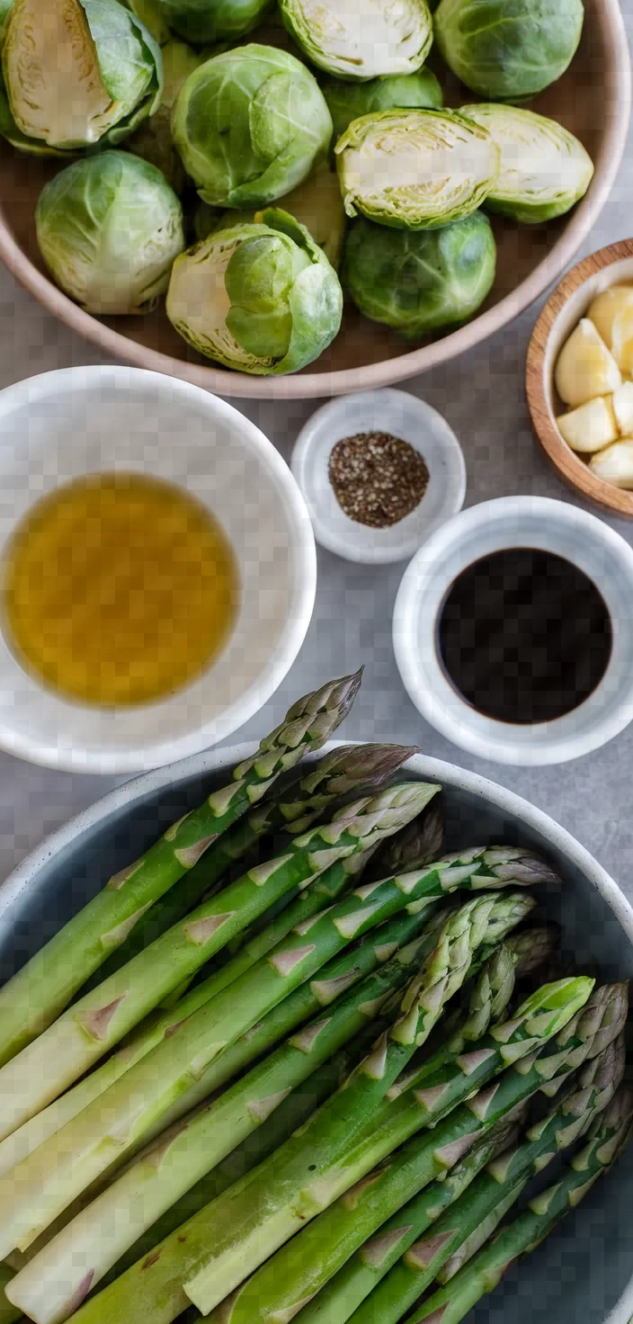 Ingredients photo for Roasted Asparagus And Brussels Sprouts Recipe