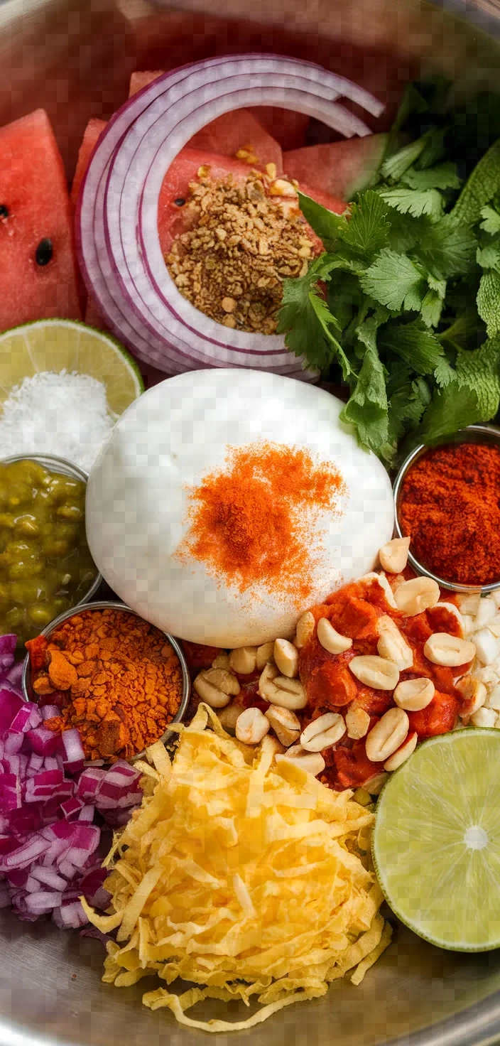Ingredients photo for Watermelon Burrata Chaat Recipe