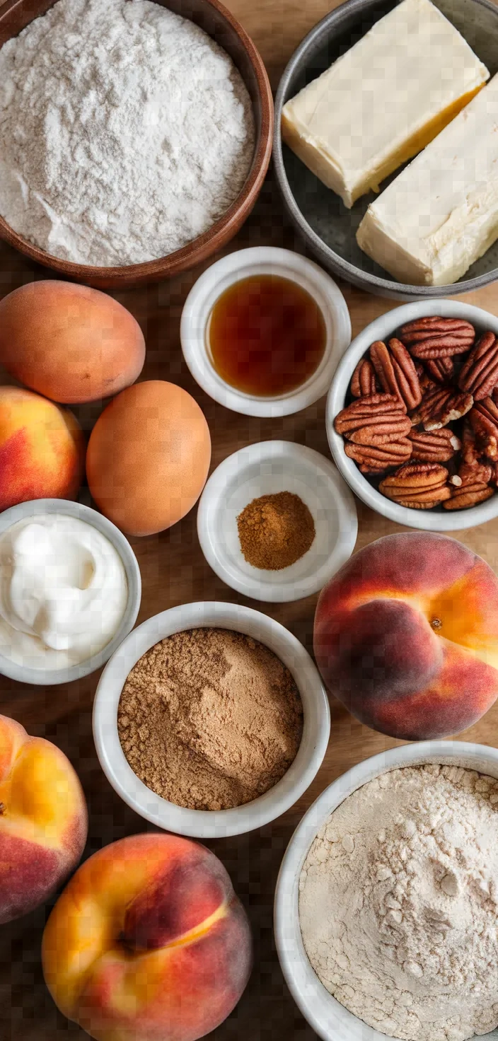 Ingredients photo for Cinnamon Pecan Peach Bread Recipe