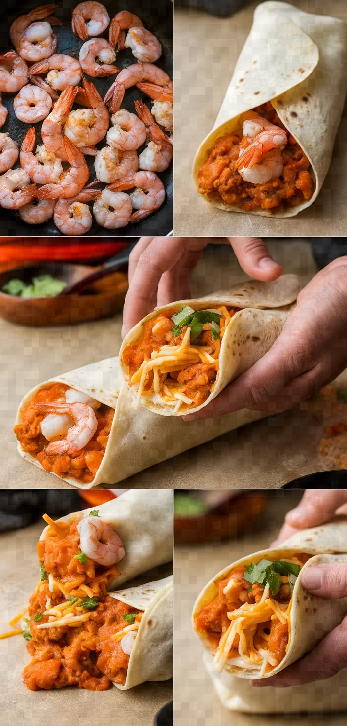 A photo of Mexican Shrimp Burritos Con Queso Recipe