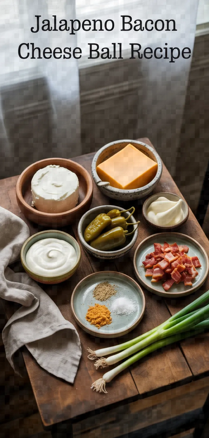Ingredients photo for Jalapeno Bacon Cheese Ball Recipe