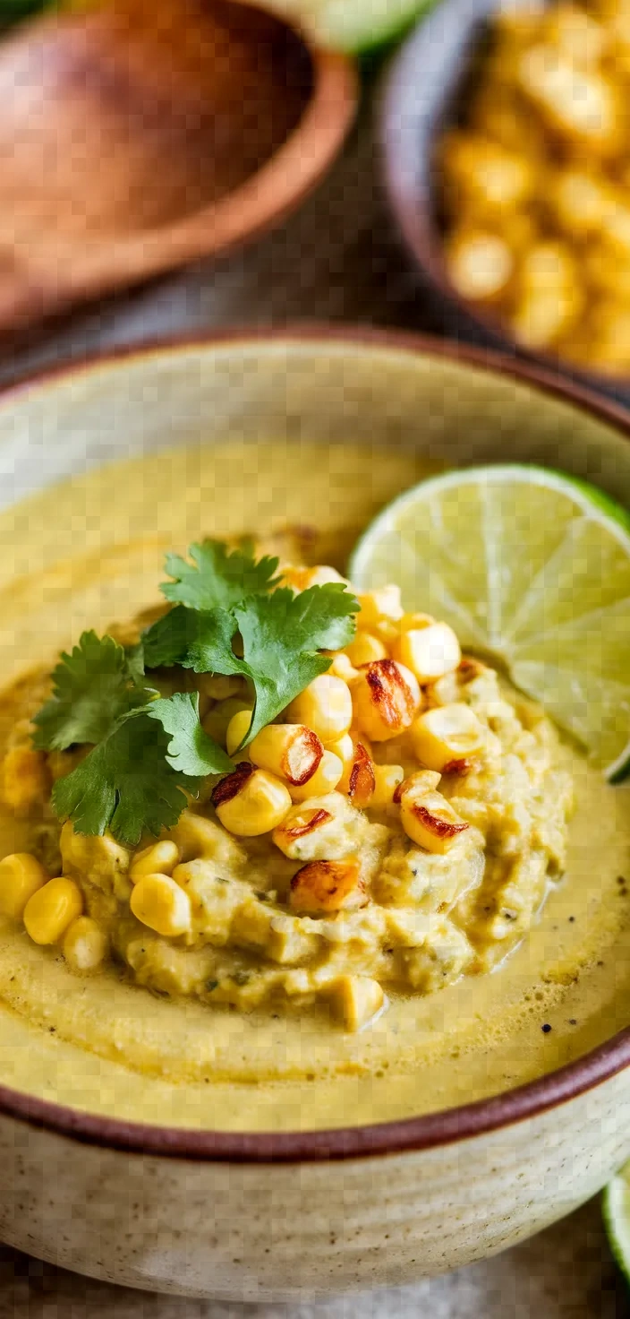 Sweet Corn Soup With Roasted Corn Guacamole Recipe