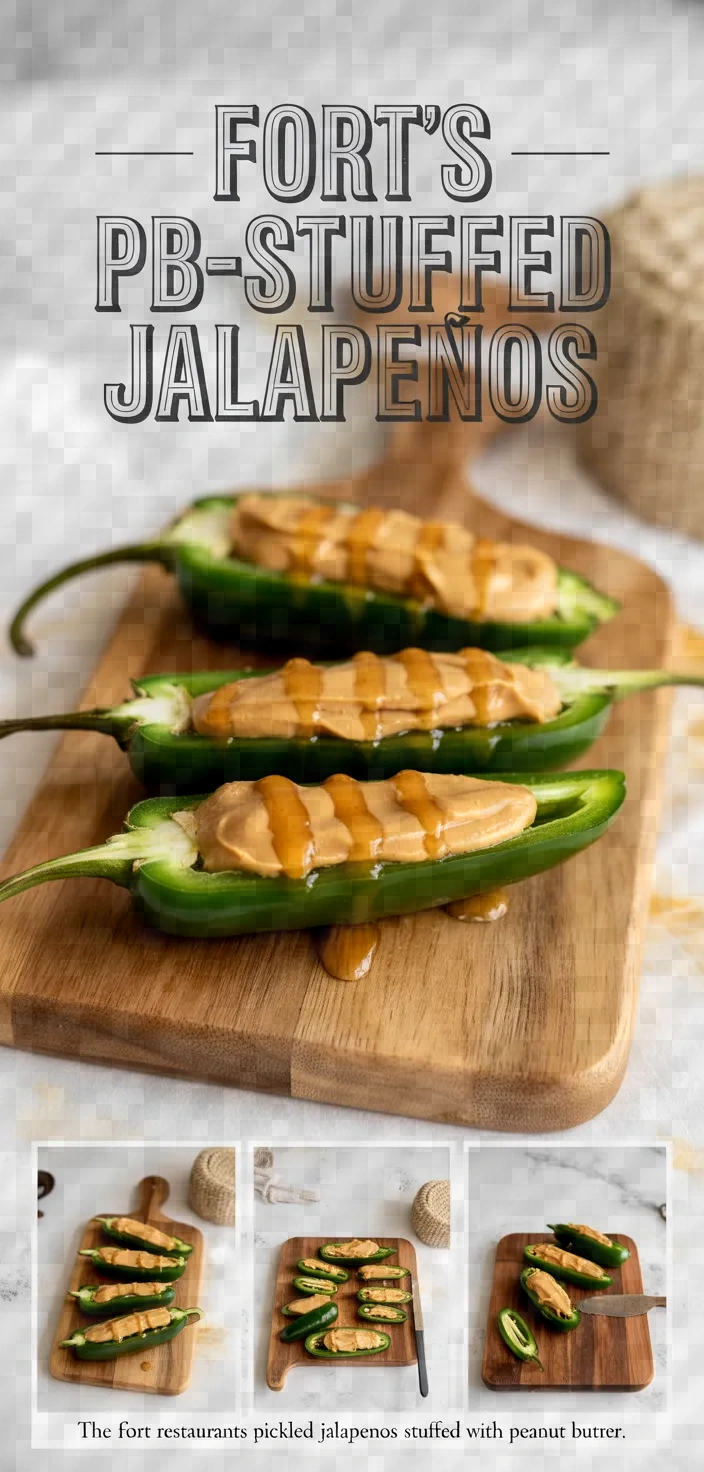 A photo of The Fort Restaurants Pickled Jalapenos Stuffed With Peanut Butter Recipe