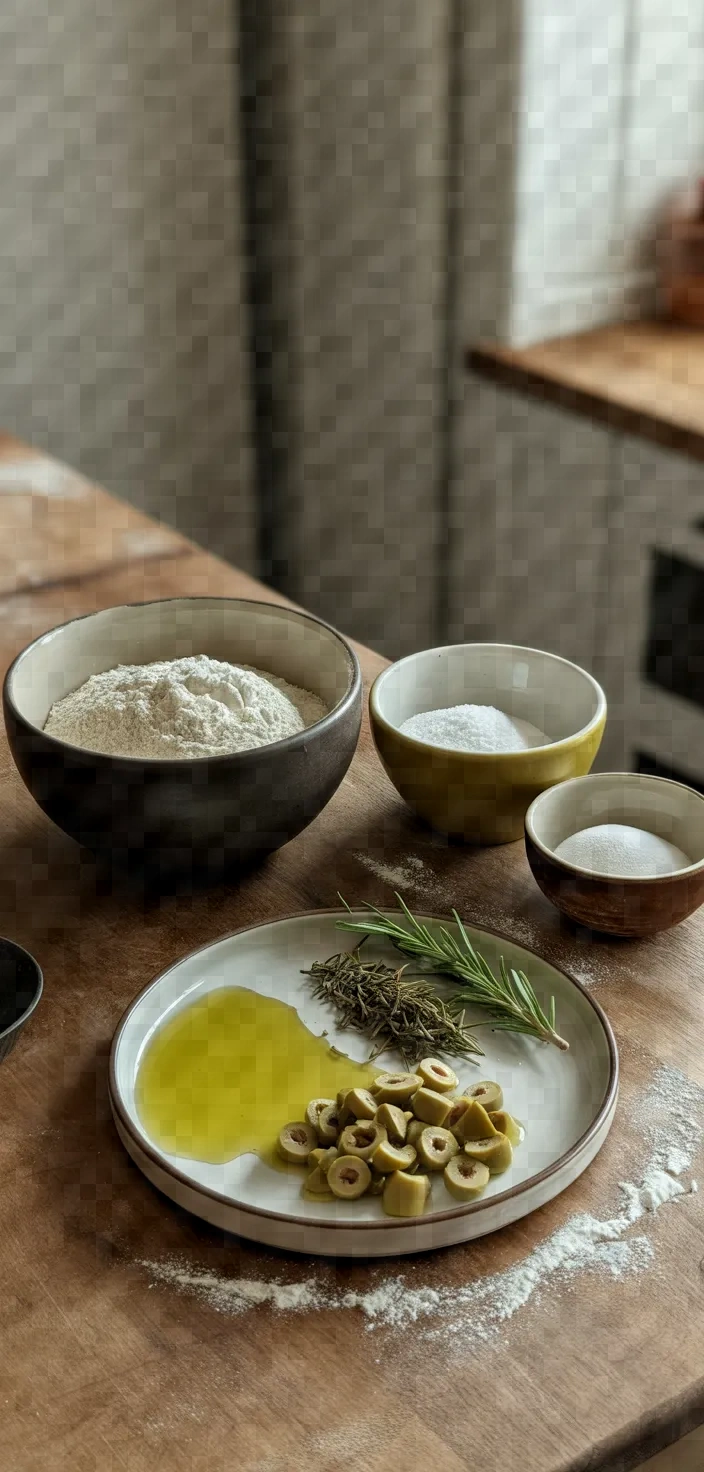 Ingredients photo for Homemade Rosemary Olive Bread 2 Recipe